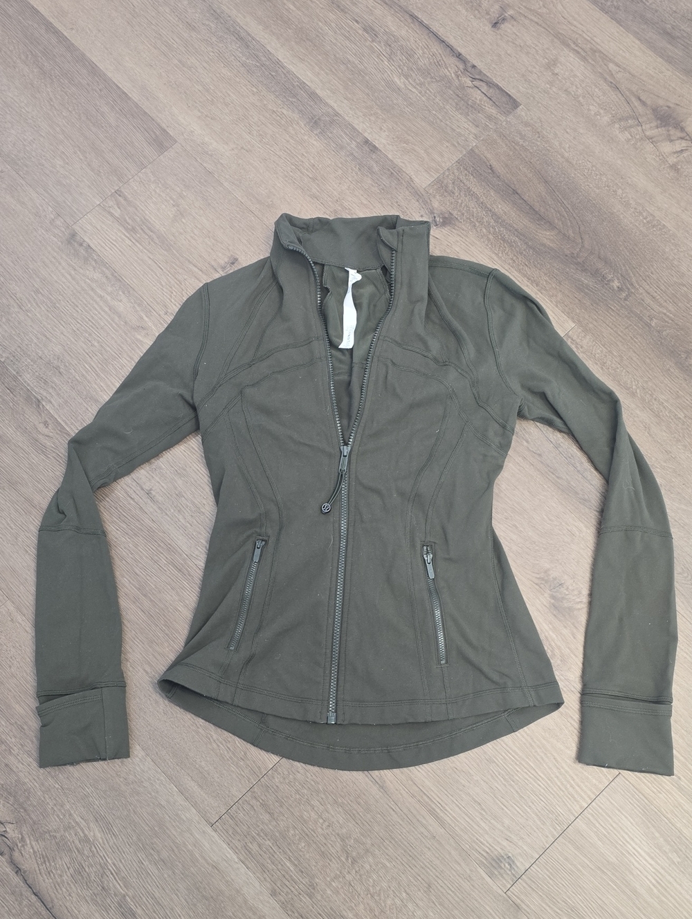 lululemon athletica Olive Green Form-Fitting Zip Bomber Jacket